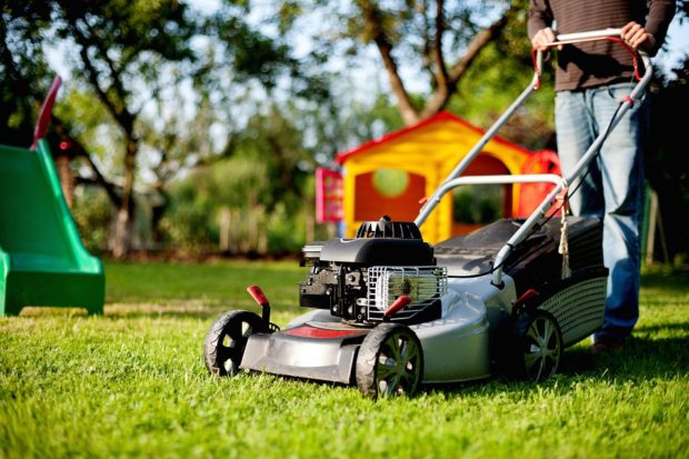 using a lawn mower